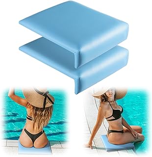 Novabright 2 Pcs 12 Inch Pool Seats for Edge of Pool Poolside Seating Mat with Soft Foam Pad Anti-Slip Cushion Waterproof Bath Seat Chair Light Blue Poolside Accessories for Summer Outdoor Beach