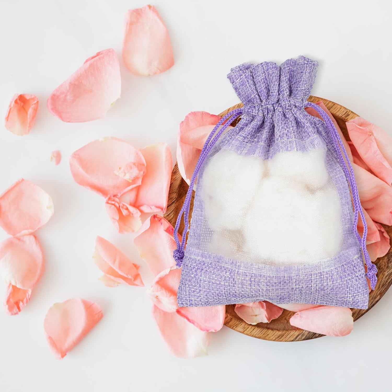 Cabilock 10PCS Empty Lavender Sachet Bags, Linen Organza Pouches for Dried Lavender, Sachet Bags Scented to Fill for Closet and Drawers, Purple - 10x14cm