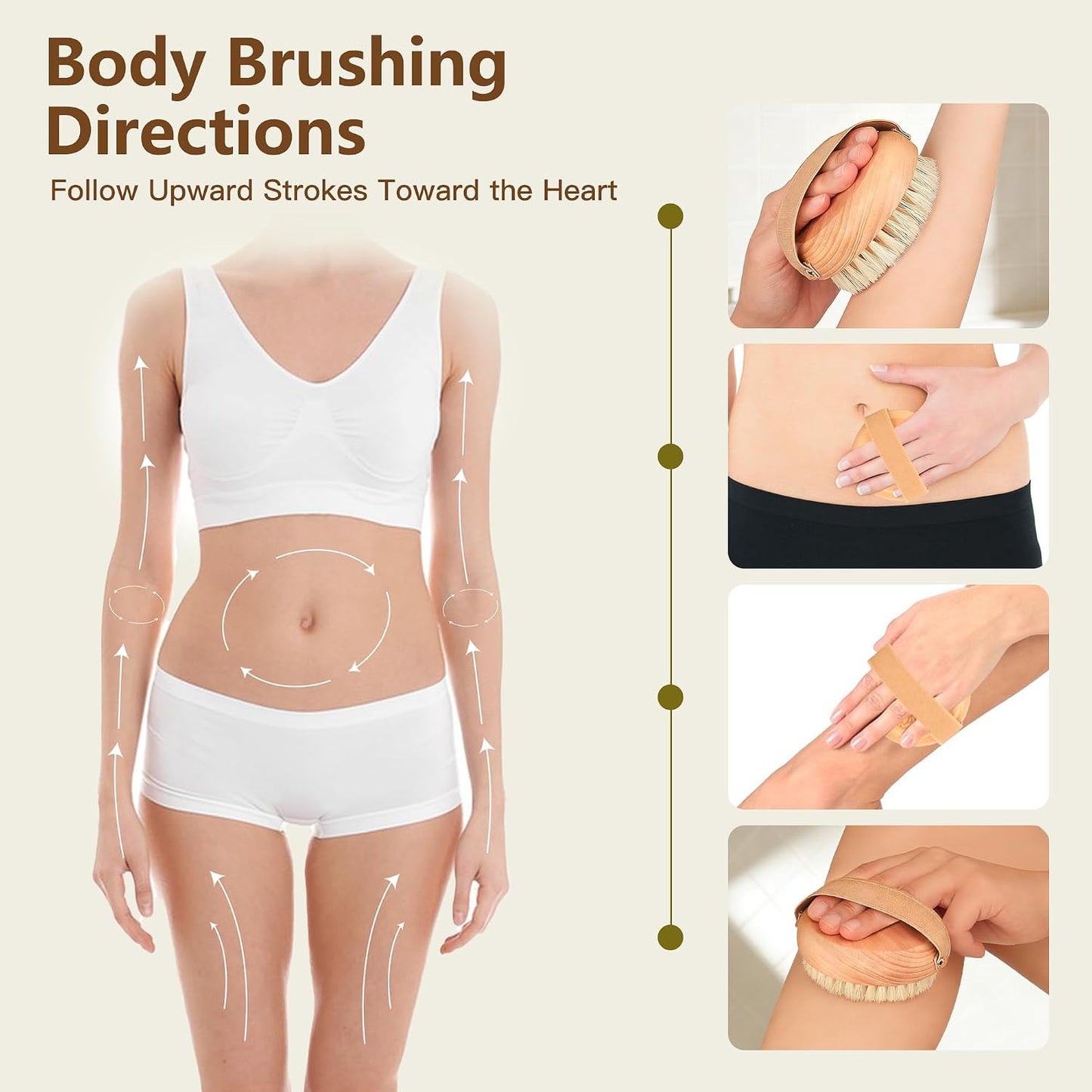 Dry Brushing Body Brush Set for Body and Face, Boar Bristle Body Scrub Brush and Soft Facial Brush, Exfoliating Dry Brush Kit for Smooth Skin, Lymphatic Drainage, Cellulite, Blood Circulation, 2 Pack