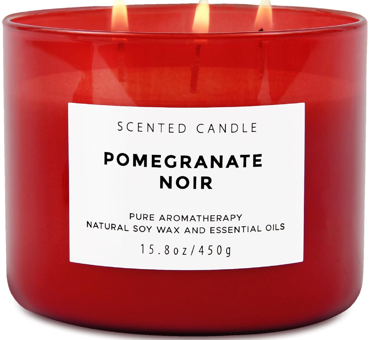 Pomegranate Noir Scented Soy Candle - Large 3-Wick Aromatherapy Candle for Home