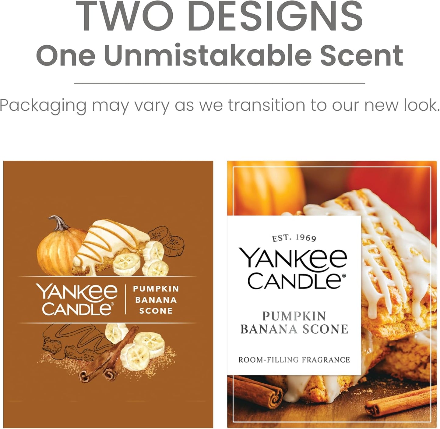 Yankee Candle Medium Pillar Scented Candle with up to 115 Hour Burn Time, Premium Plant Wax Blend for Consistent Burn, 14.25 oz Pillar Candle with Room Filling Fragrance, Pumpkin Banana Scone