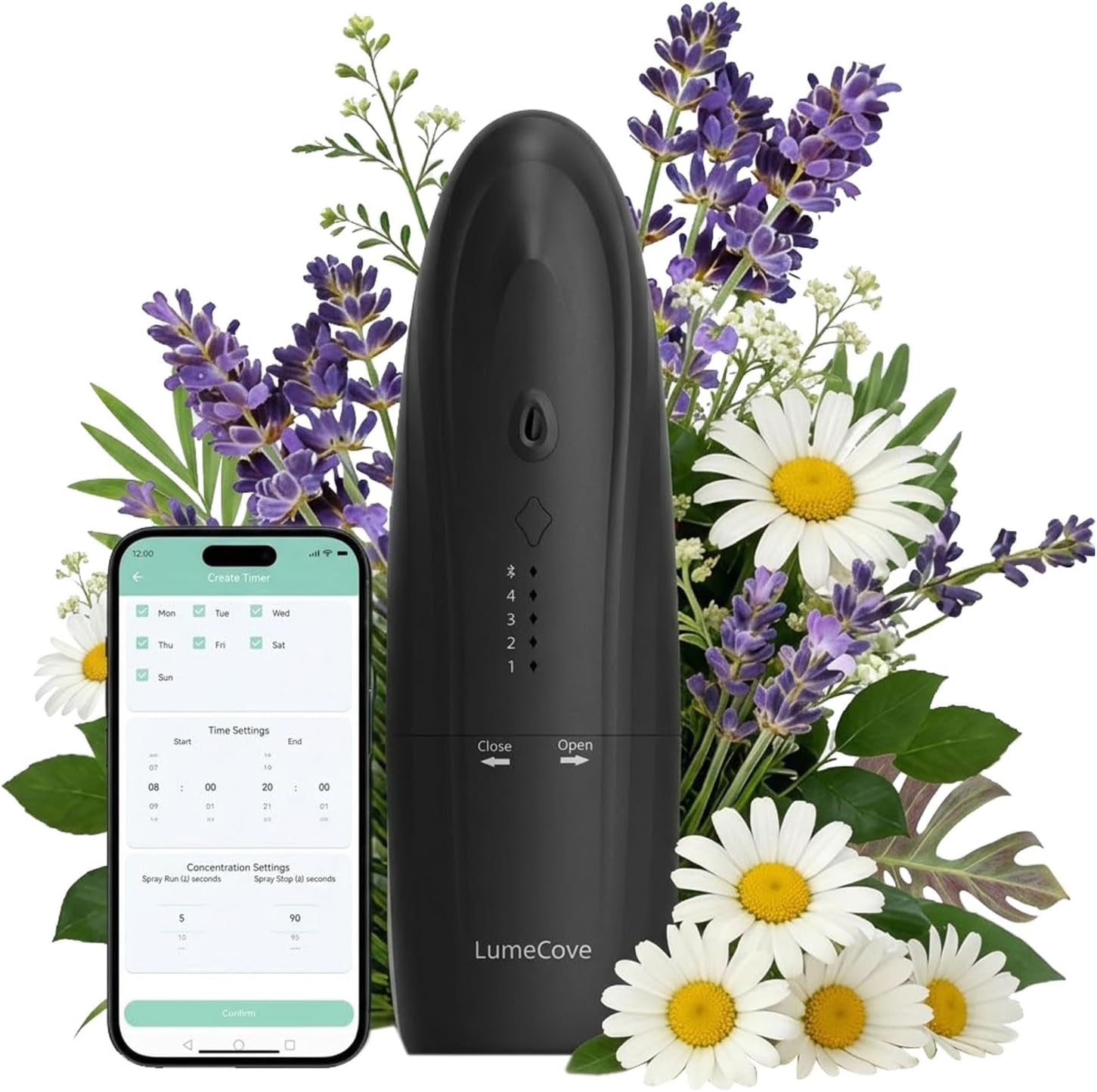 Plug-in Waterless Essential Oil Diffuser Smart App Bluetooth Scent Machine, Hotel Collection Cold Air Nebulizing Diffuser, Black