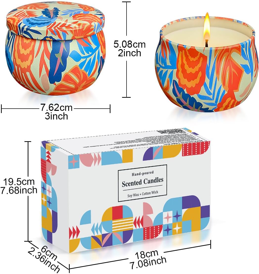 2 Pack Soy Candles Gift Set, 4.4 oz Aromatherapy Candles, Lavender and Rose Scents in Portable Tin Jars - for Home, Travel, Spa, Bath, Yoga