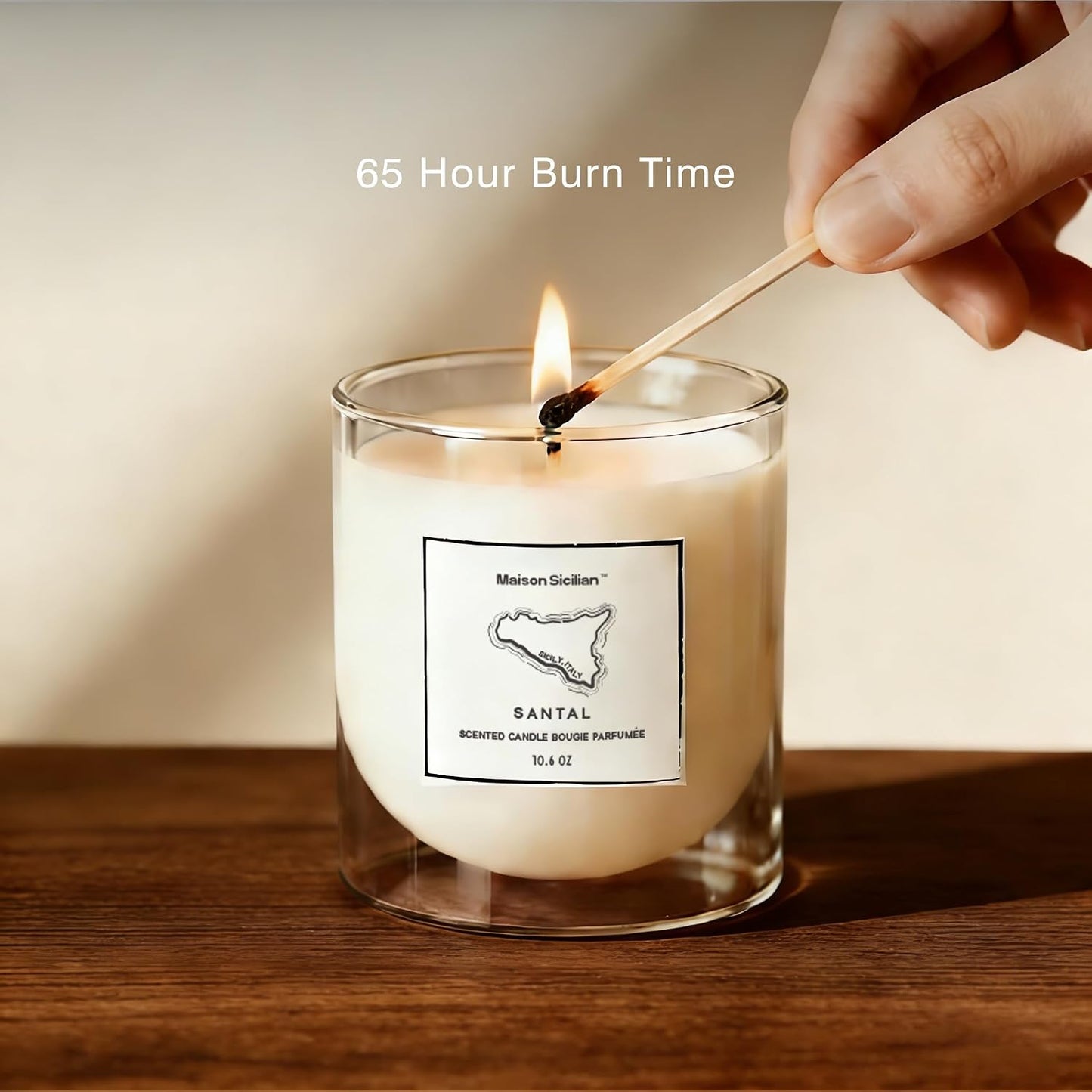 Palo Santo Candle by Maison Sicilian | A Calming Aromatherapy Scent for Stress Relief, Hand-Poured Soy Wax, 65 Hour Burn