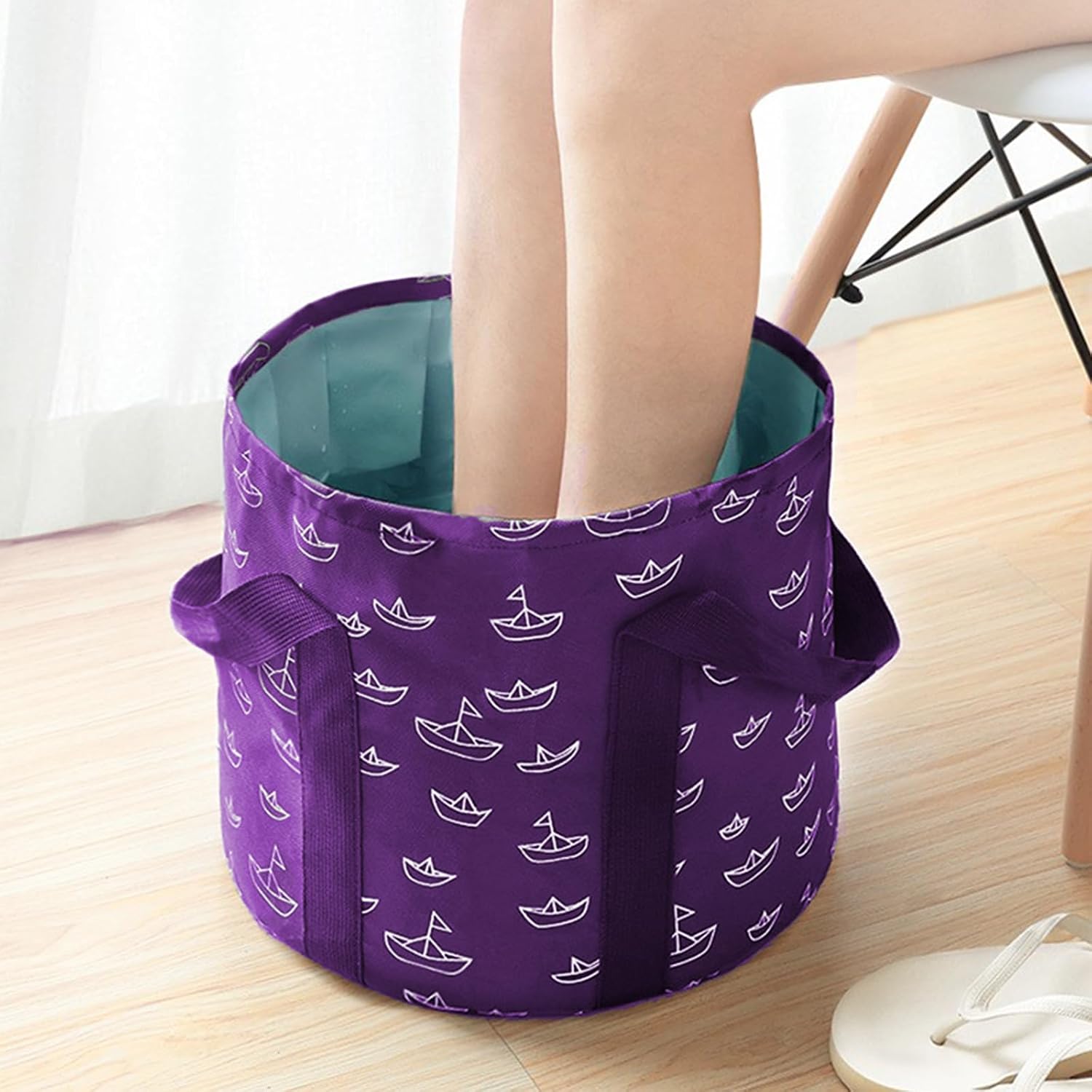 Collapsible Bucket for Soaking Feet, Purple Portable Travel Foot Bath Tub, Foot Soaking Bath Basin Portable, Foot Spa Soaking Feet Home Pedicure Basin Outdoor Camping