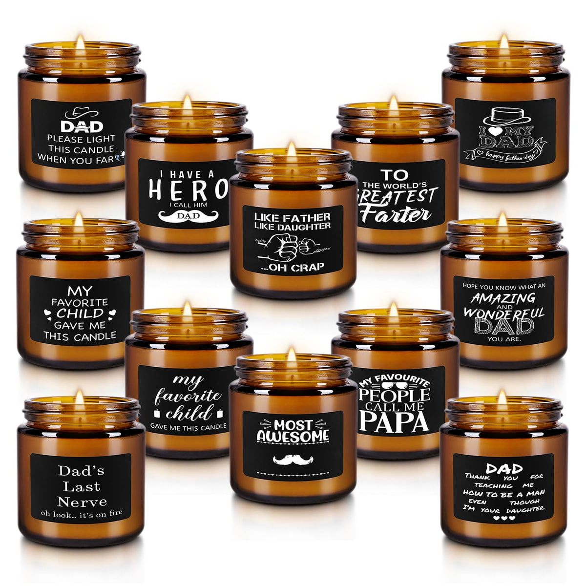 12-Pack Amber Jar Father's Day