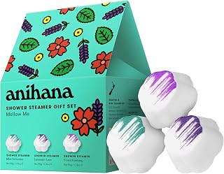 ANIHANA Shower Steamers Mellow Me 3 Pack Gift Set with Essential Oils, Paraben Free, Mint Refresher, Lavender Love, Floral Fantasy, 1.76 oz Each
