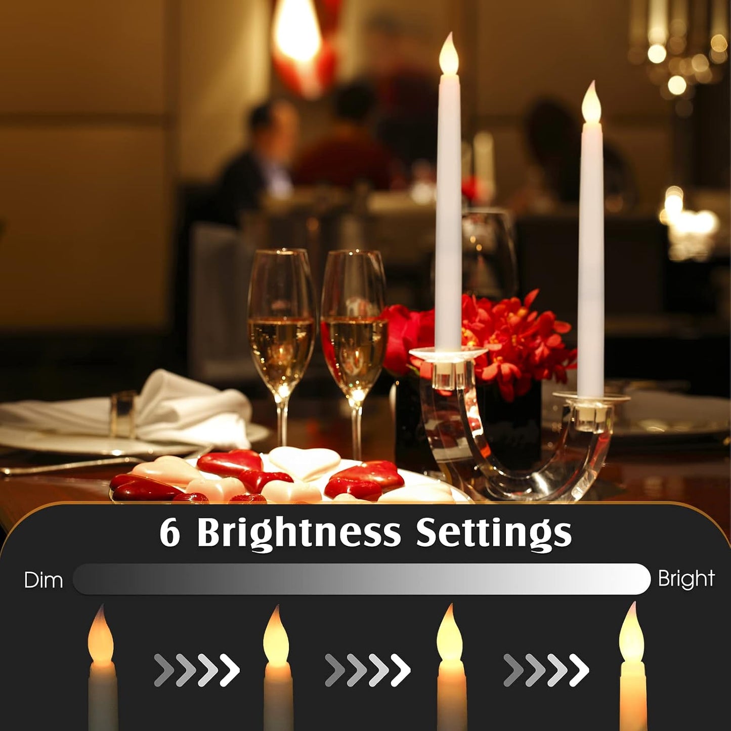 Tuanse 24 Pack Flameless Taper Candles with Remote & Timer, 11" Flickering 3D LED Battery Operated Window Candlesticks, Dimmable for Wedding Table Centerpieces Home Valentine’s Decor(Ivory)
