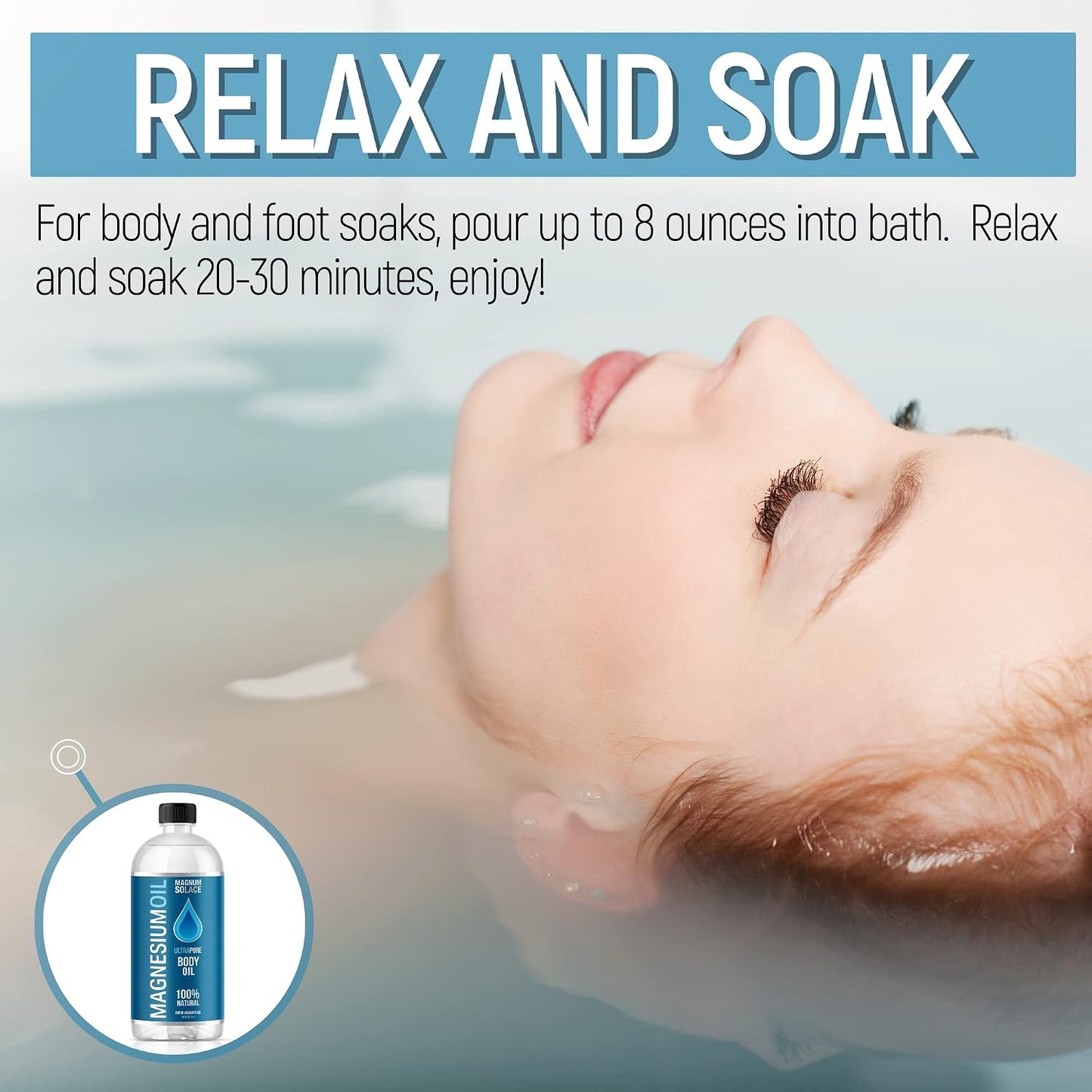 Magnesium Oil Spray and Bath Soak - Large 1 Liter (34 oz) and 2 oz Spray Bottle - Alternative to Magnesium Bath Flakes or Epsom Salts (2 Pack Bundle)