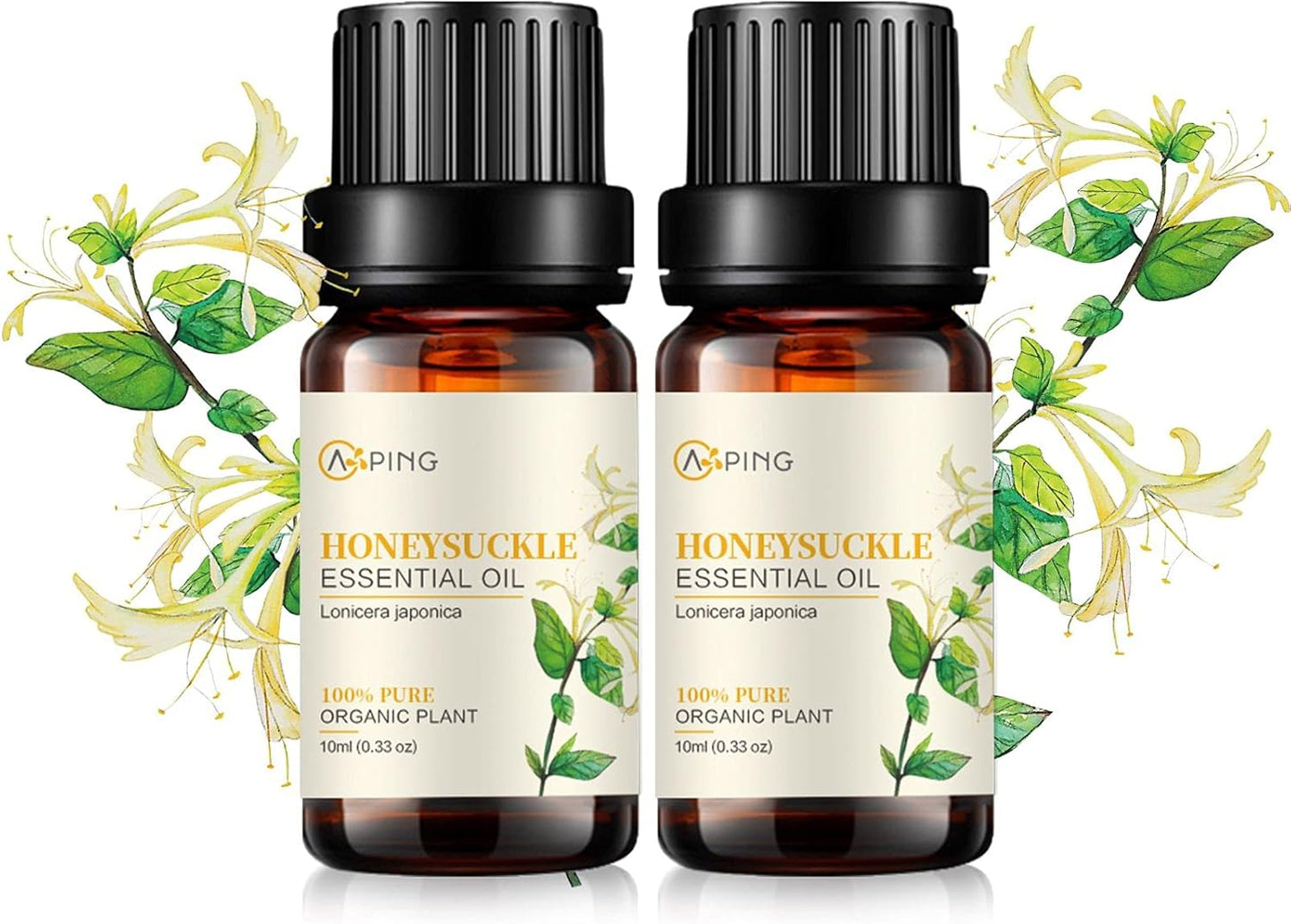 2-Pack Honeysuckle Essential Oil - 100% Pure Organic Natural Plant (Lonicera Japonica) Honeysuckle Oil for Diffuser, Aroma, Spa, Massage, Yoga, Perfume, 2x10ML