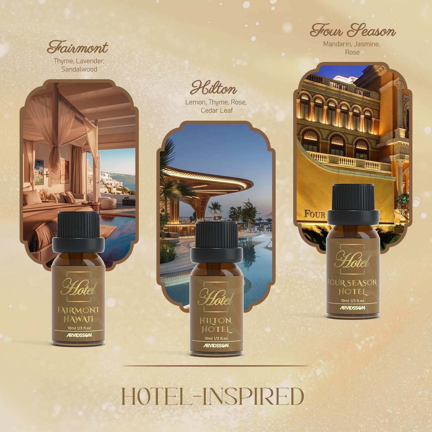 ARVIDSSON Hotel Diffuser Oils Gift Set - Hotel Essential Oils for Diffuser, Luxury Fragrance Oils Inspired by 5 Star Hotels Scent, Gift for Women and Men
