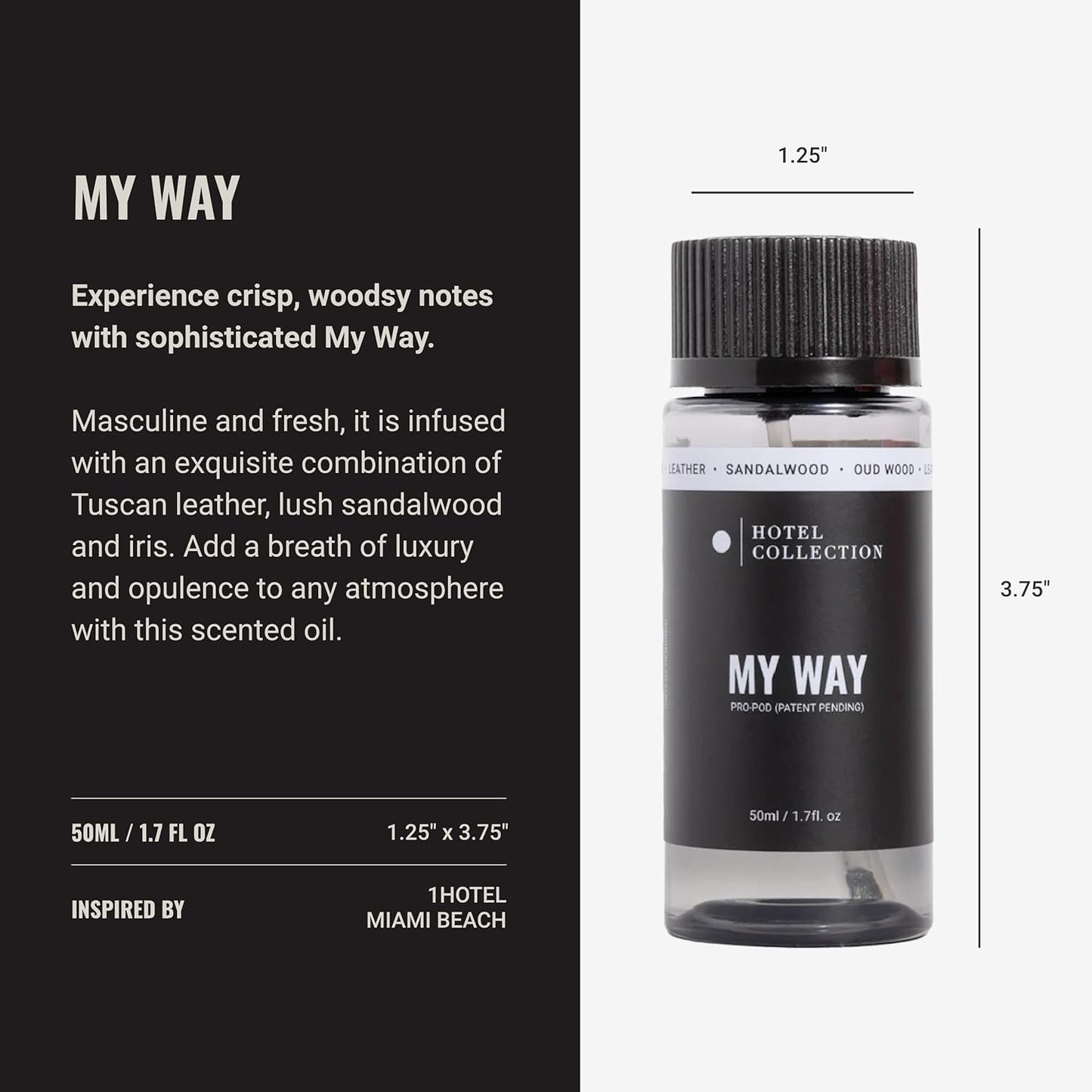 Hotel Collection Diffuser Oil-My Way Pro-Pod-Aromatherapy Essential Fragrance Oil-Sandalwood, Warm Virginia Cedar& Beautiful Iris-50ML 1.7 Fl oz