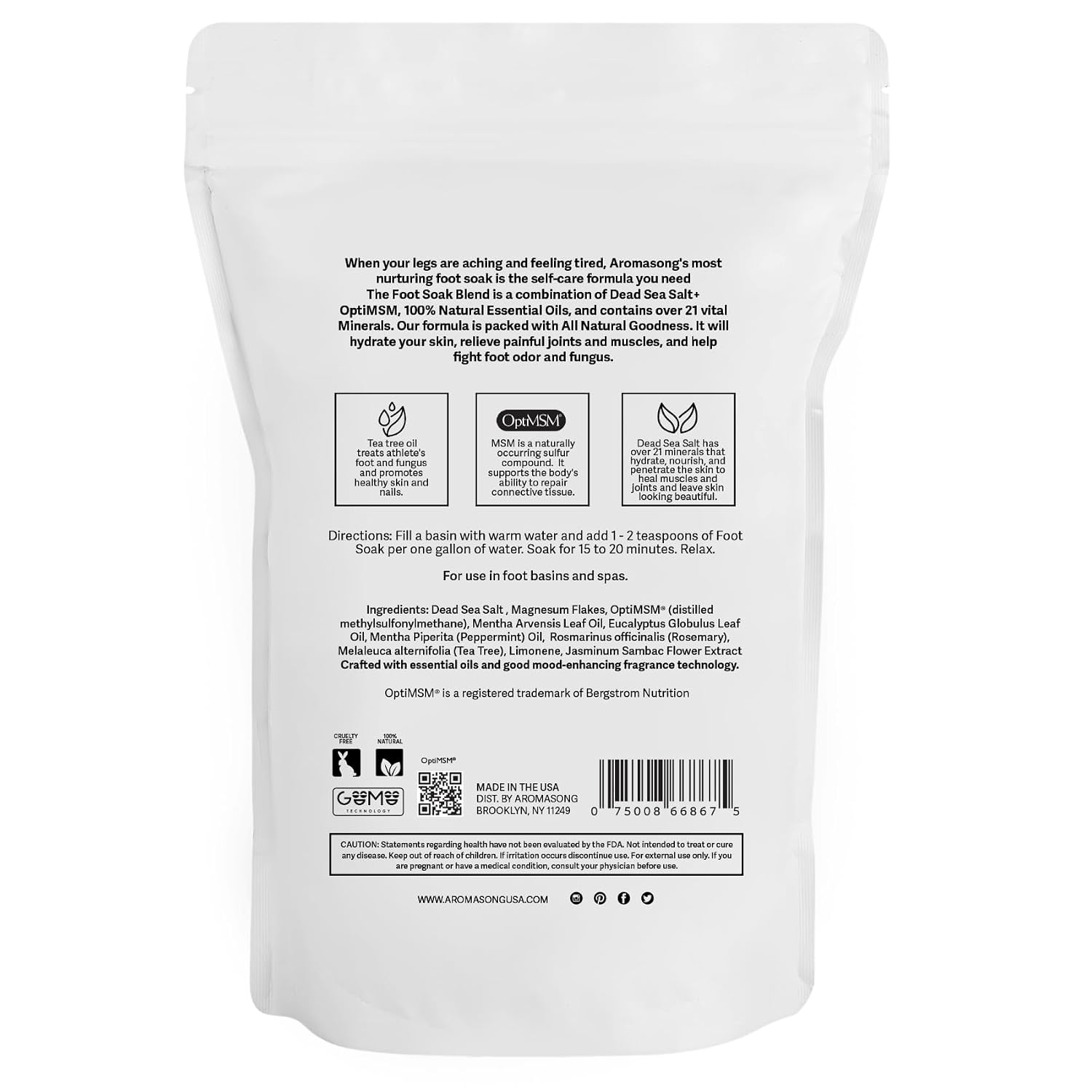 Aromasong Tea Tree Foot Soak with Magnesium Flakes and Dead Sea Foot Soaking Salts - Pedicure Tea Tree Oil Foot Soak for Dry Cracked Feet-Athlete's Callus Remover- Eliminates Odor- Packaging May Vary