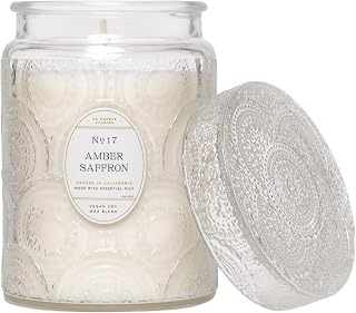 LEOBEN CO – Amber Saffron Scented Candle – 18oz, Heirloom Collection Design – 80 hr Burn Time – Poured in California Using Vegan Soy Wax and Essential Oils – Made in Small Batches