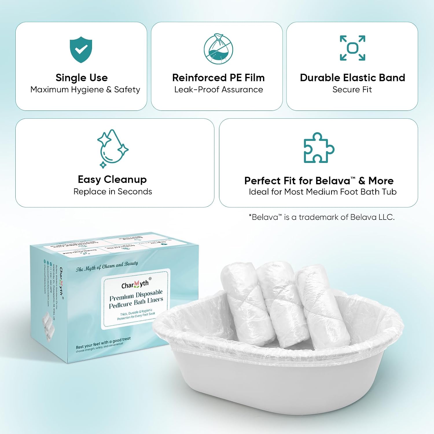Pedi Guard Bath Liners 100 Count Disposable Pedicure Liners, Spa Footsie Clear Pedi Guard Bath Liners for Foot Bath Spa Massage Thick Elastic