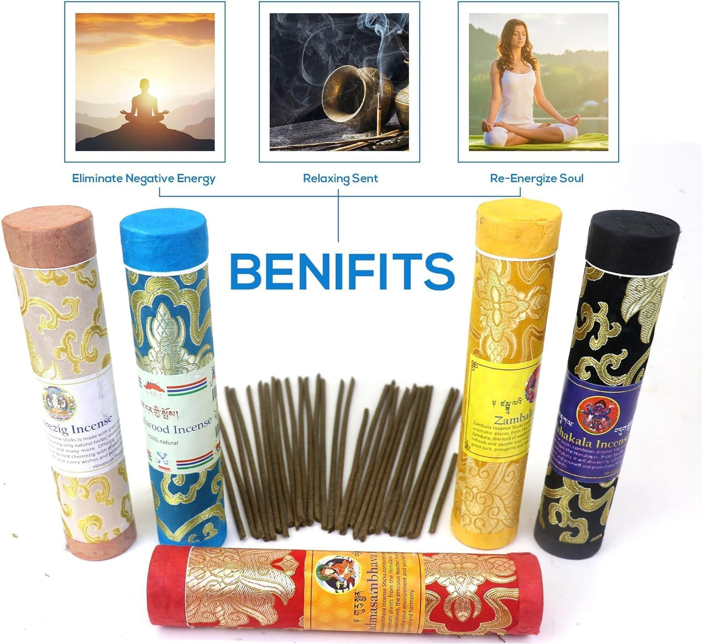 Tibetan Incense: Elevate Your Meditation with 150 Sticks, 5 Divine Fragrances, 8" Length. Cultivate Serenity and Spiritual Connection