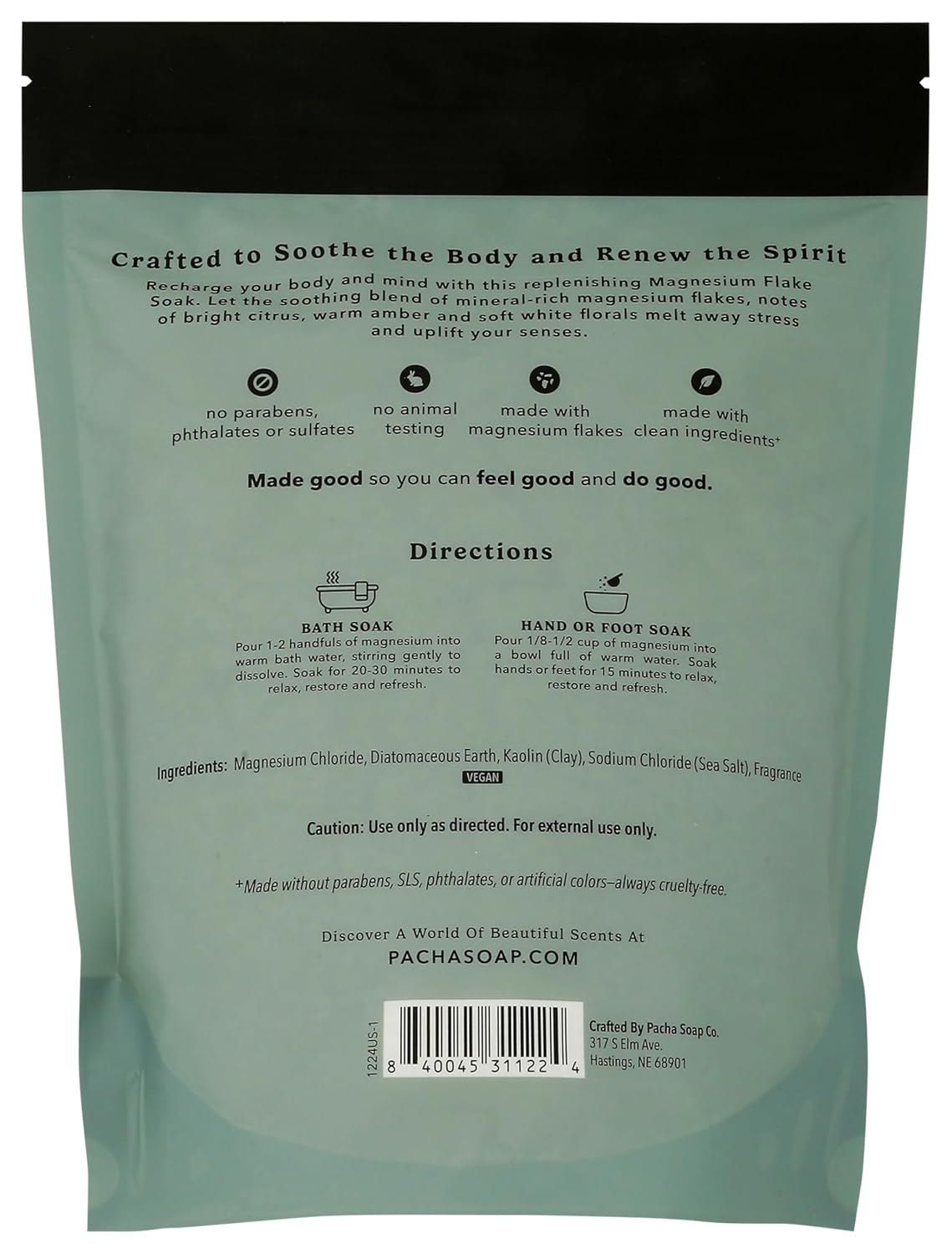 Pacha Soap Sea Salt & Moss Salt Soak Magnesium, 32 OZ