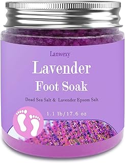 Lavender Foot Soak with Epsom Salt and Sea Salt. Organic Natural Handmade Spa Pedicure Care For Foot Callus, Dry Cracked, Tired Feet, Stubborn Foot Odor Scent.(1.1 Lbs）