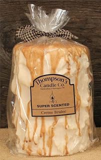 Thompson's Candle Co. Super Scented LG (44 oz) Pillar 200 Hrs Creme Brulee