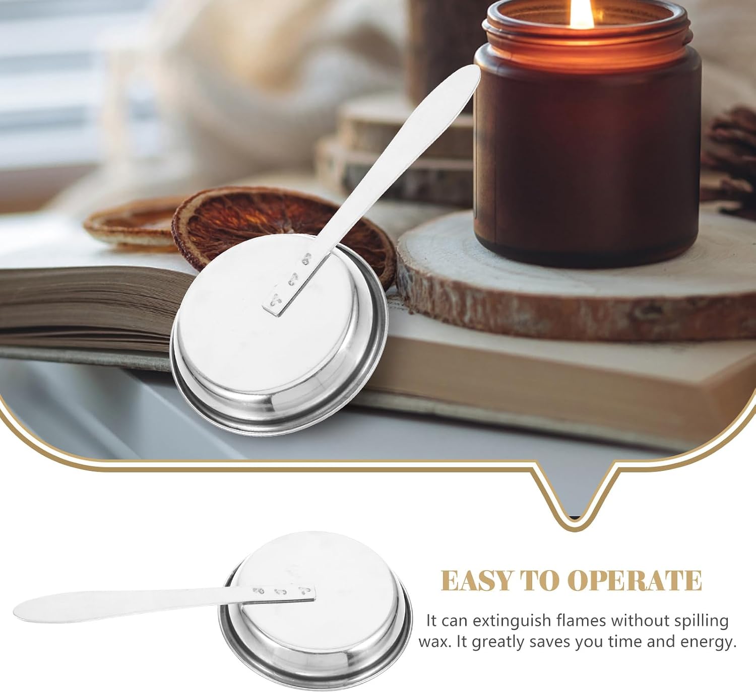 VOSAREA Candle Stopper Candle Snuffer Extinguisher with Long Handle Portable Candle Putter Candle Put Out Tool Candle Flame Snuffer for Candle Lovers Candle Supplies