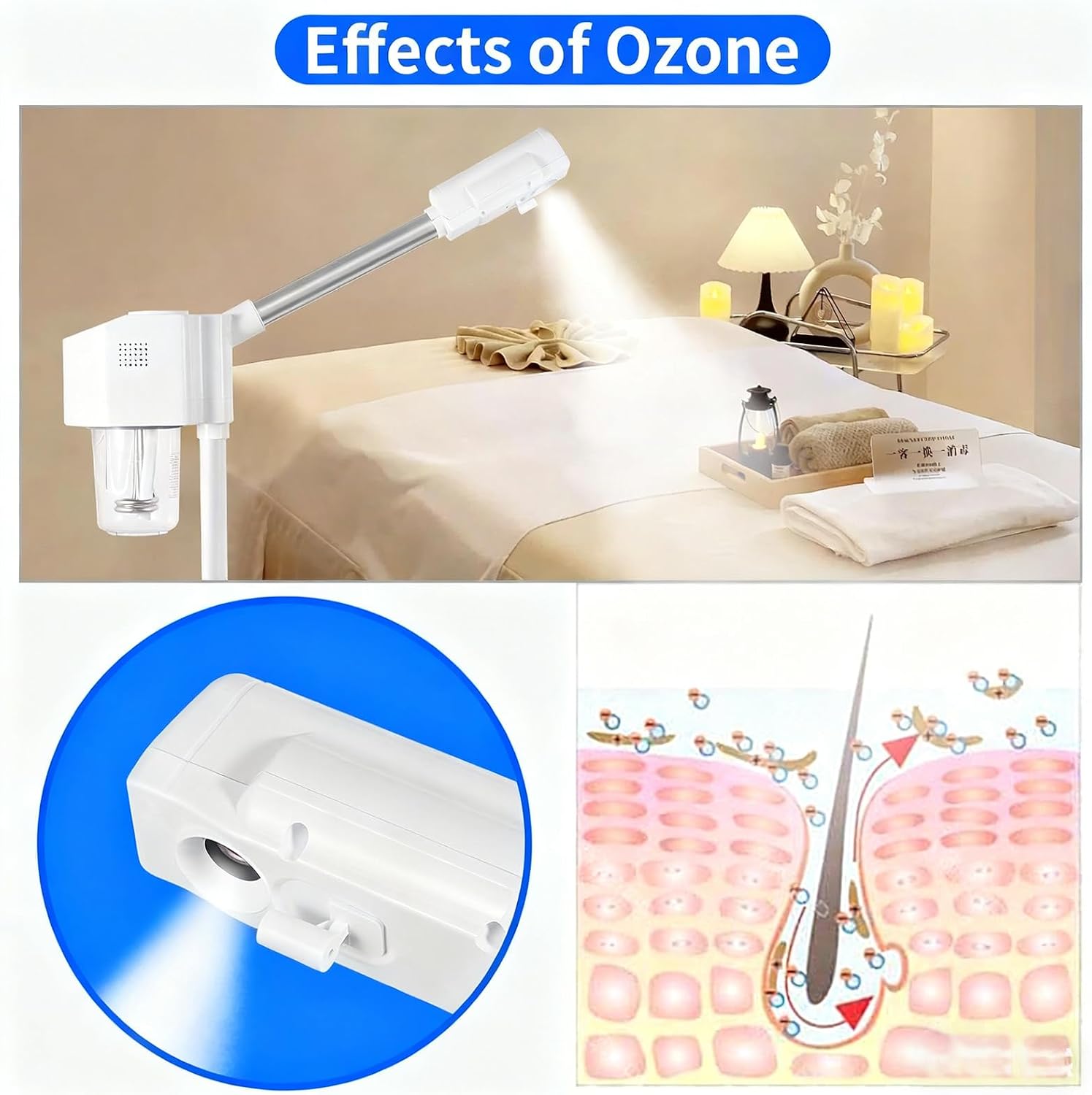 Professional Facial Steamer, Ozone & Hot Mist Spray, Stand Face Steamer for Estheticians, Deep Cleansing & Hydration, SPA & Home