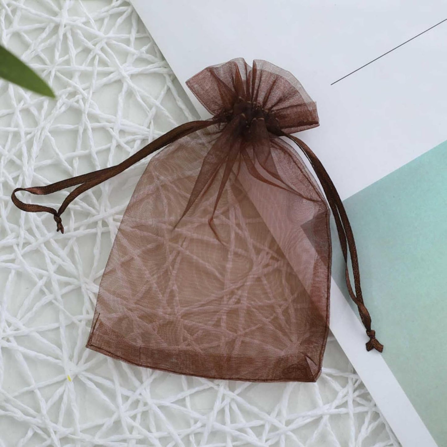 50 Pcs Gift Organza Bags Drawstring 5x7 inch Brown for Jewelry,Candy,Dried Lavender Flowers Sheer Fabric Clear Mesh Carry Sachets for Baby Shower,Christmas,Party Favors,Birthday,Wedding,Bridal Shower