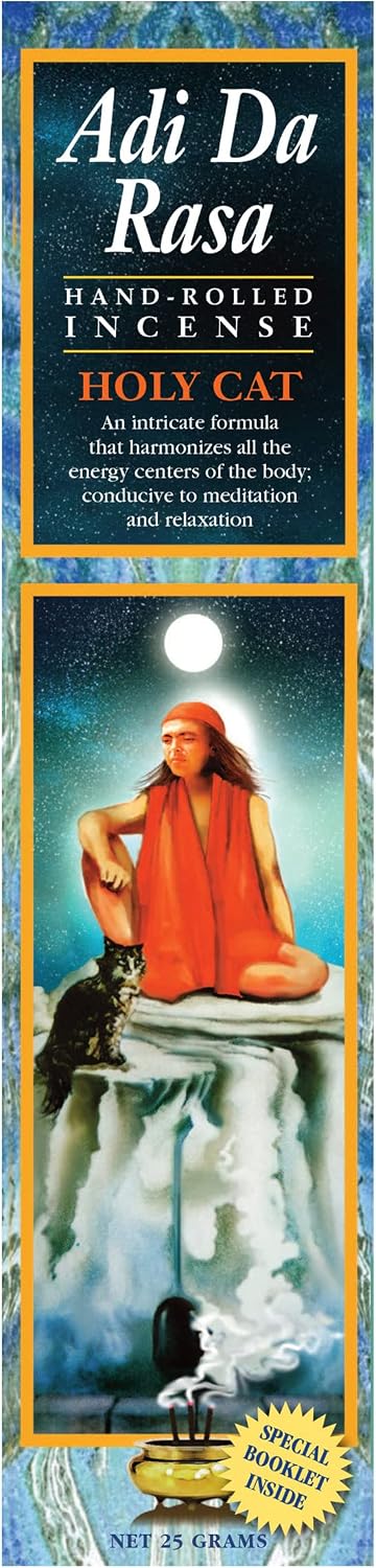Adi Da Rasa Holy Cat Incense, 25gms Natural Hand Rolled. Quality Incense Sticks for Purification, Relaxation, Positivity, Yoga, Meditation, Natural and Handmade in India