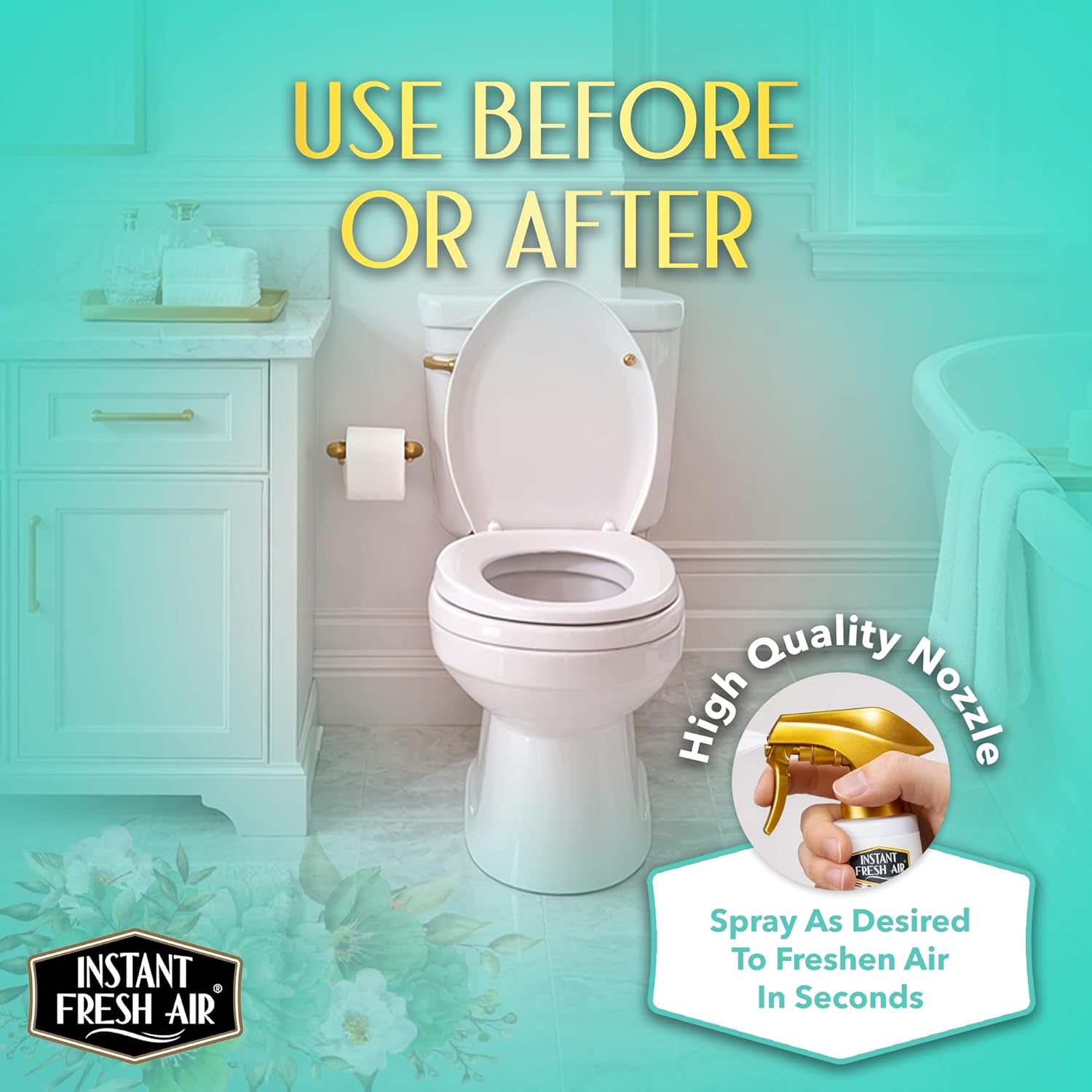 Seconda Premium Toilet Spray - Bathroom Air Freshener & Toilet Bowl Odor Eliminator - For Home, Business, School - Bathroom Deodorizer - Long Lasting Blossom Fragrance - 10.1 fl oz.