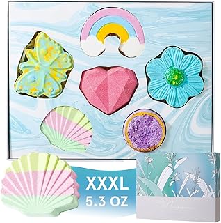 Bath Bombs Gift Set,6 Pcs XXXL (150 g) Bath Bombs, Rich in Essential Oil, Ideal Gift for Christmas,Birthday,Valentine's Day