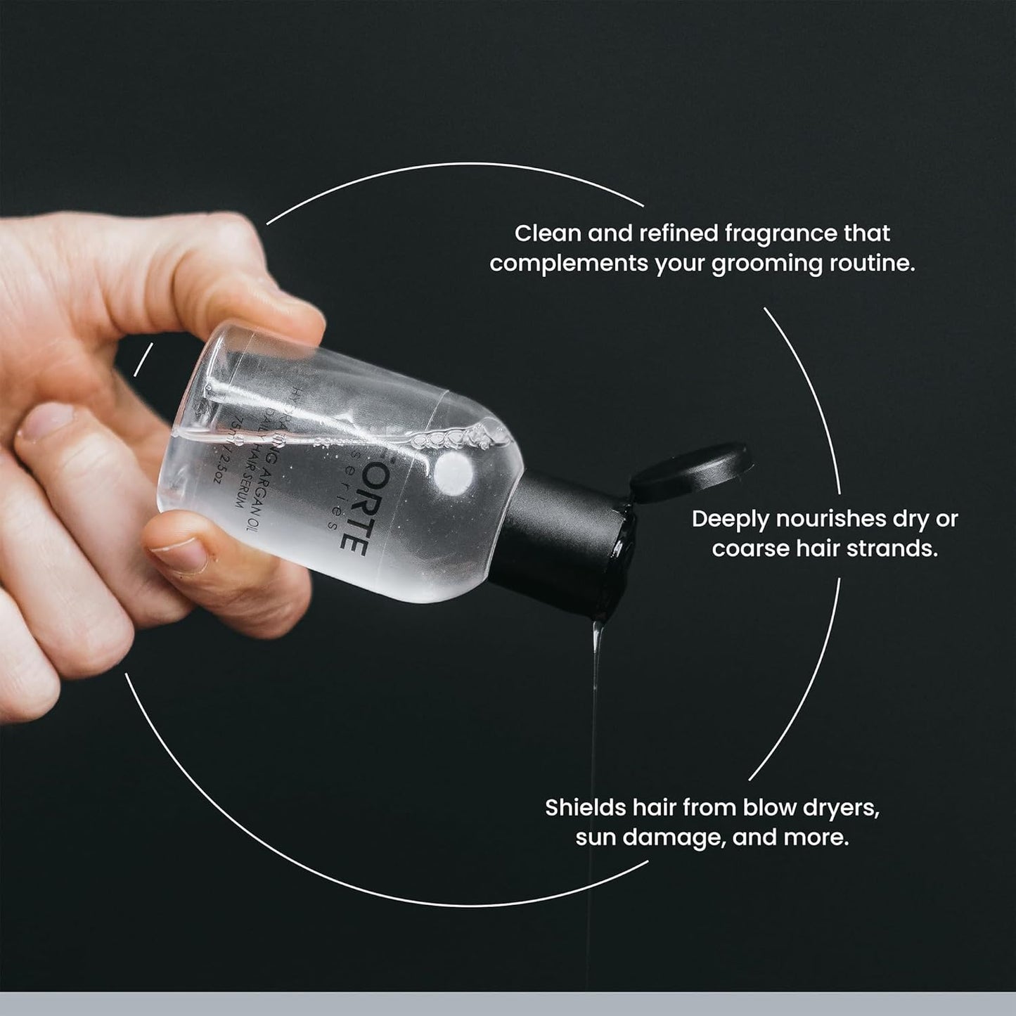 Alex Costa Hydrating Argan Oil Daily Hair Serum by Forte Series Sulfate Free Argan Hair Oil for Men Hair Serum for Dry Damaged Hair, for Styling Hair (75 ml / 2.5 oz)