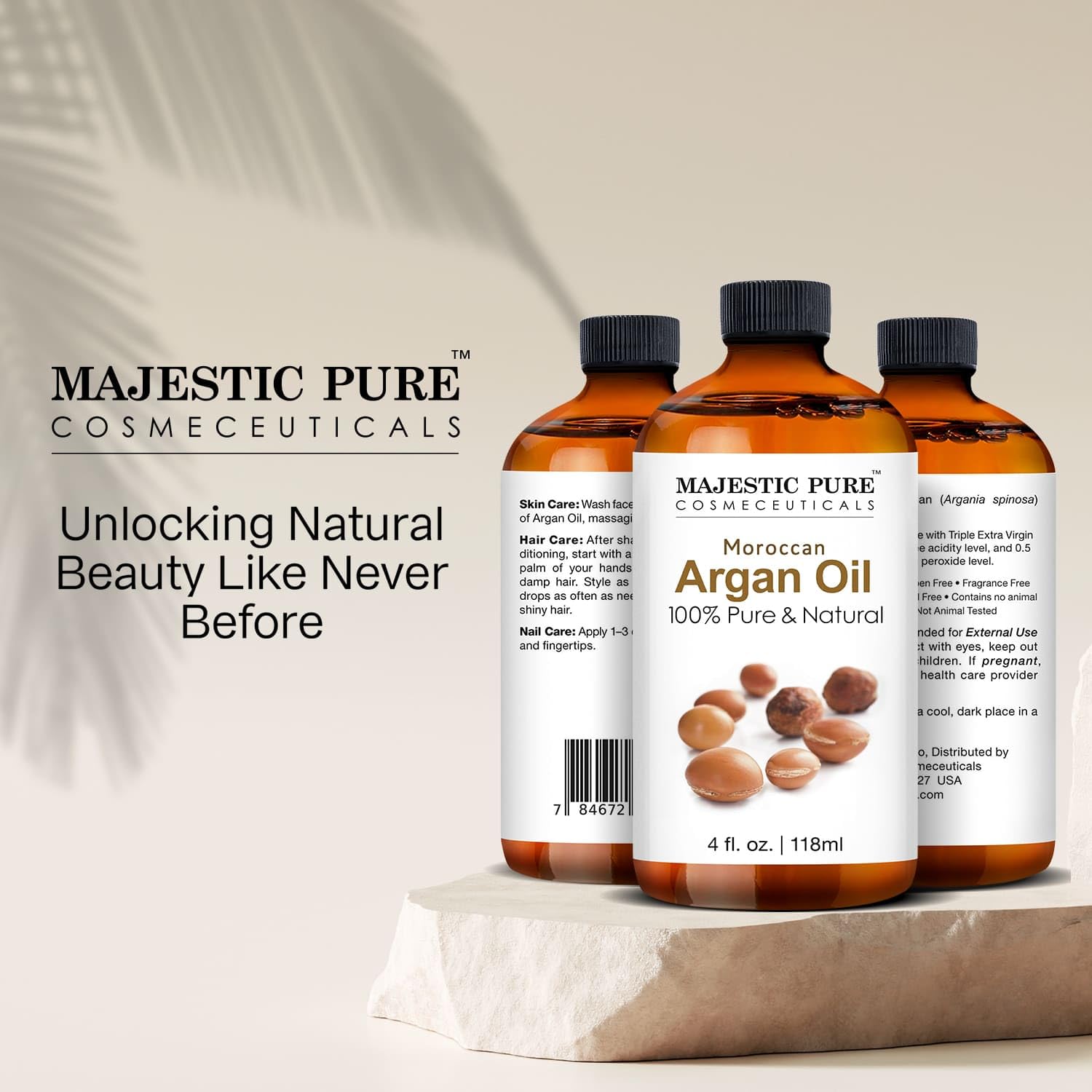 MAJESTIC PURE Moroccan Argan Essential Oil | 100% Pure and Natural Argan Oil | Premium Grade Essential Oils for Hair Care, Home Diffusers, Skin, Aromatherapy, Massage and Humidifiers | 4 Fl Oz