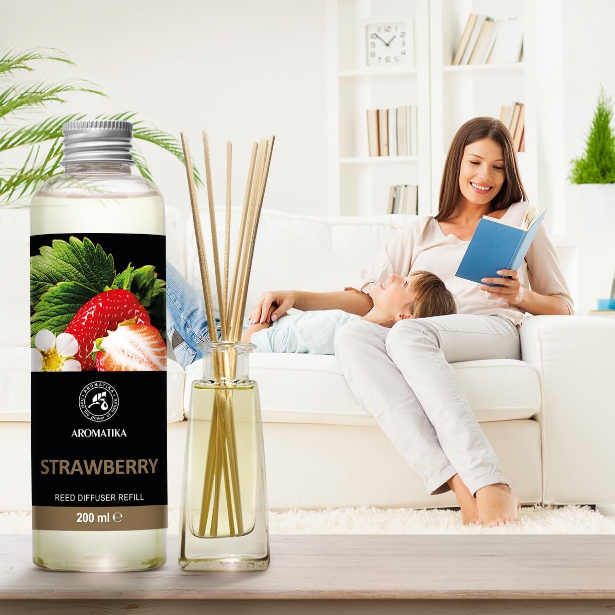 Strawberry Refill Reed Diffuser 6.8 Fl Oz - Room Diffuser Refill - Home Fragrance - Room Freshener - Fresh and Long Lasting Fragrance