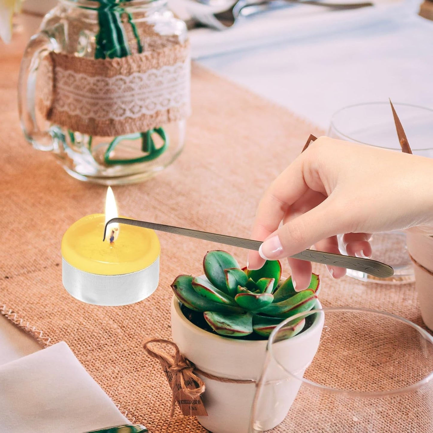 LALAFINA Stainless Steel Candle Wick Snuffer and Dipper Tool Set Lightweight and Easy to Clean Candle Care Accessory for Home and Aromatherapy Use