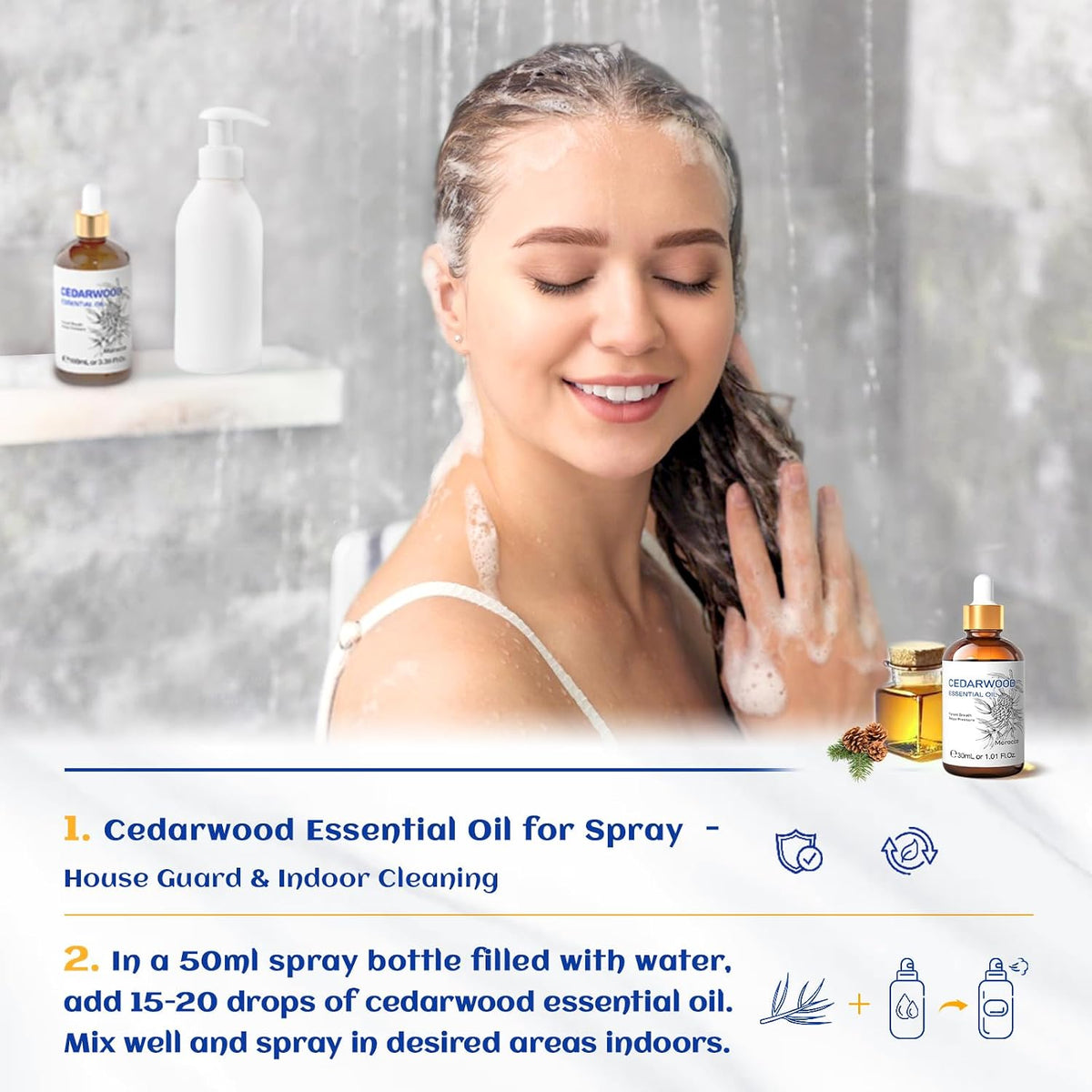 HIQILI Cedarwood Essential Oil for Hair, Skin &amp; Diffuser