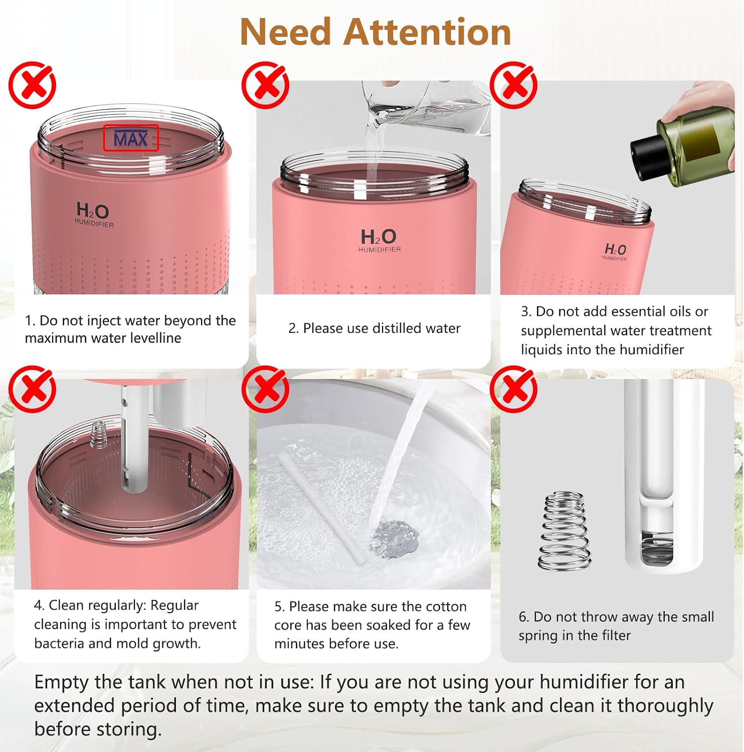Portable Mini Humidifier, Auto Shut-Off, 2 Mist Modes, Quite, Small Humidifiers for Bedroom Travel Office Desk Plants (Pink)