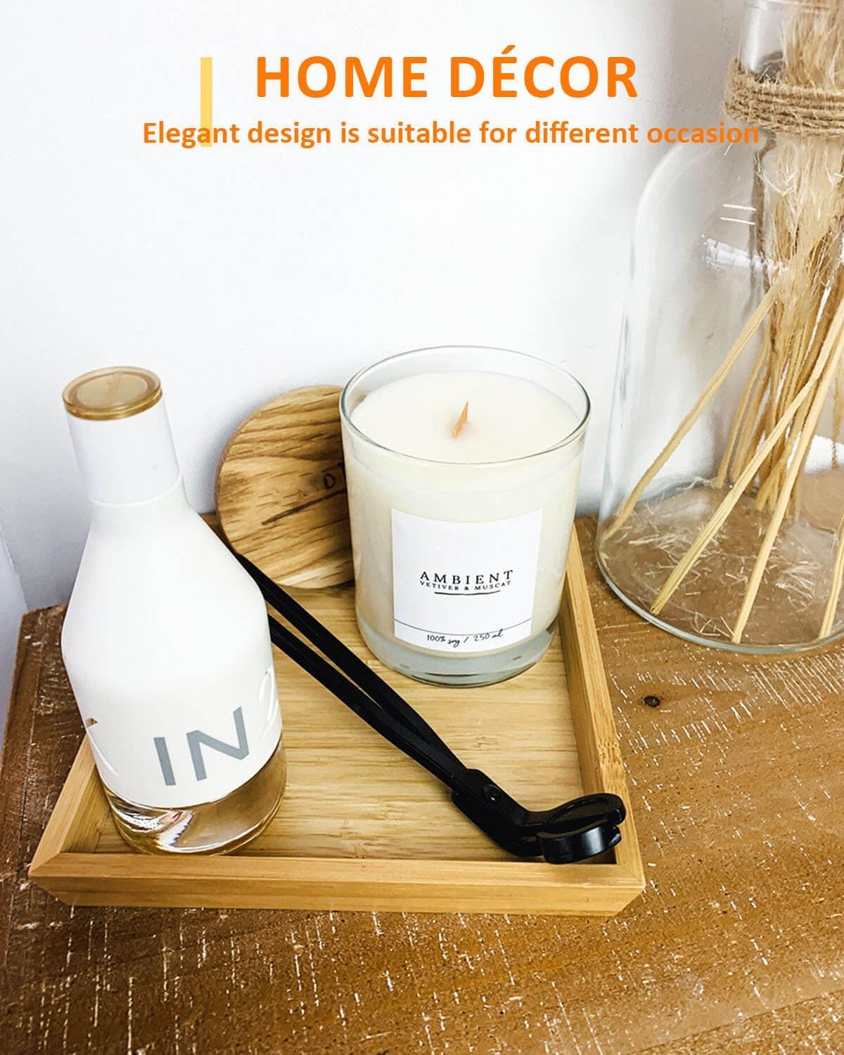 Black 5 in 1 Candle Care Kit, Elegant Candle Wick Trimmer Set, Candle Lighter Set, Candle Snuffer, Candle Tray, Candle Wick Dipper, Candle Accessories Set for Candle Lover