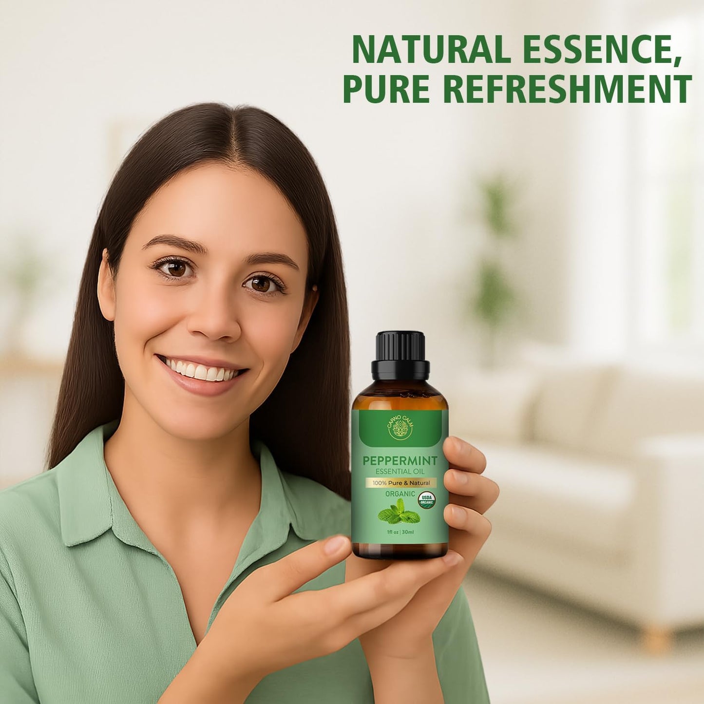 Peppermint Essential Oil | USDA Certified Organic Peppermint Oil | for Skin and Hair | Great Aroma for Diffuser and Aromatherapy | 30 ML