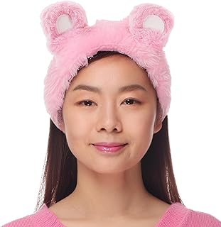 Care Bears Skincare Headband, Cheer Bear Pink Spa Hair Band with 3D Ears for Face Wash, Makeup, and Skin Care Routine