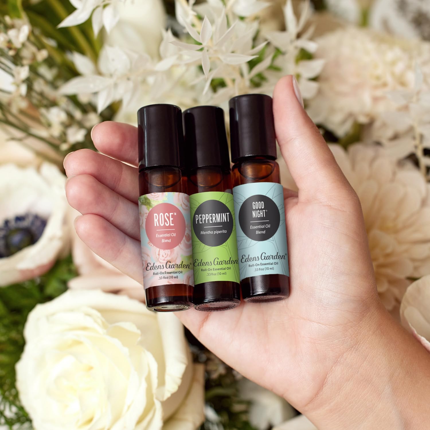 Edens Garden Essential Oil Roll-On 3 Set, 100% Pure Therapeutic Grade & Natural Aromatherapy Roller Blends For Relaxation, Sleep & Skin Care Oils - For Massage, Body & Self Care, 10 ml Roll-On/ 3 Pack