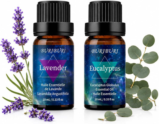 BURIBURI Eucalyptus Lavender Essential Oil Set for Bath Bombs 2 Pack