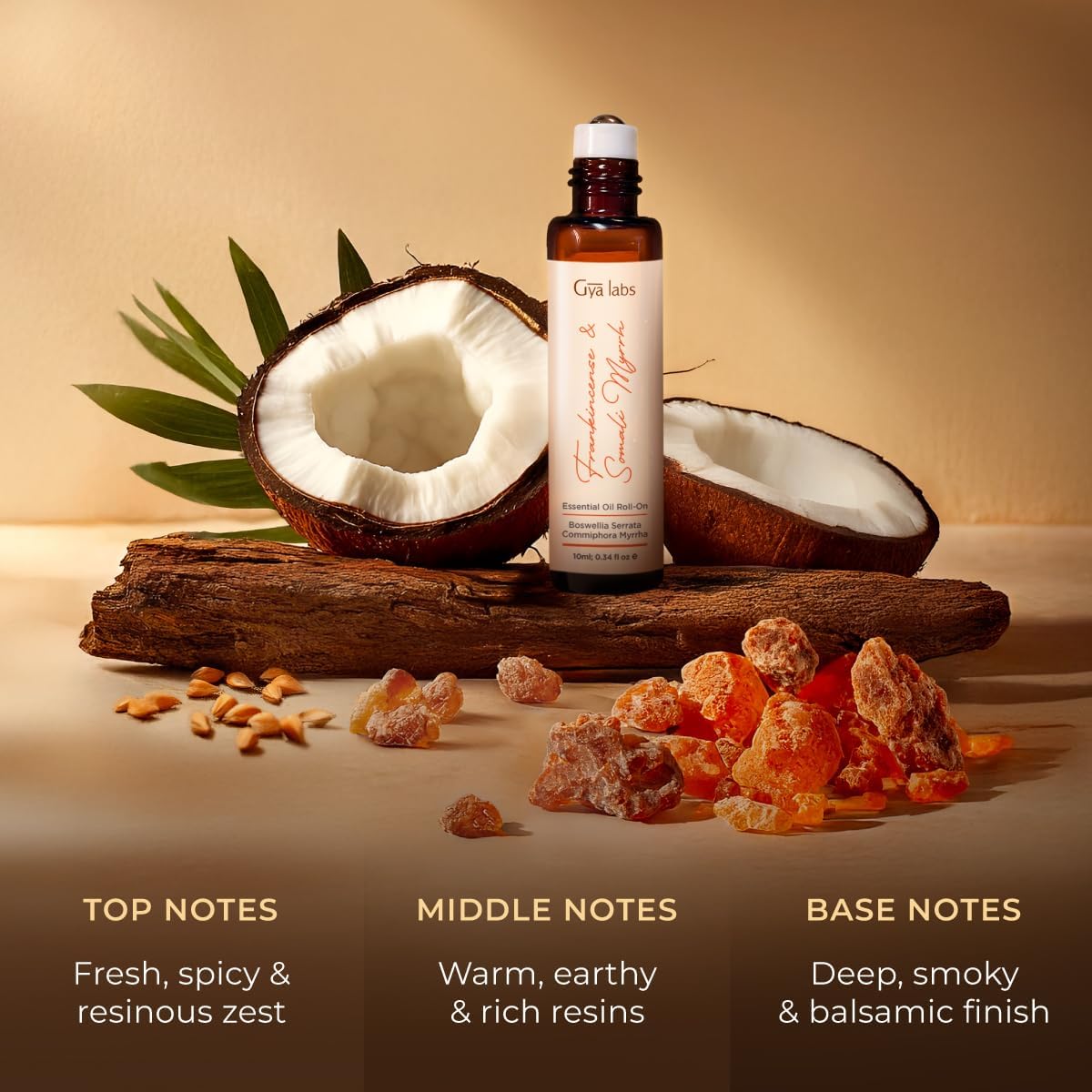 Gya Labs Frankincense & Somali Myrrh Essential Oil Roll On - 0.34 Fl Oz - Travel Size Roller for Camping, Skin, Aromatherapy Relief, Convenience