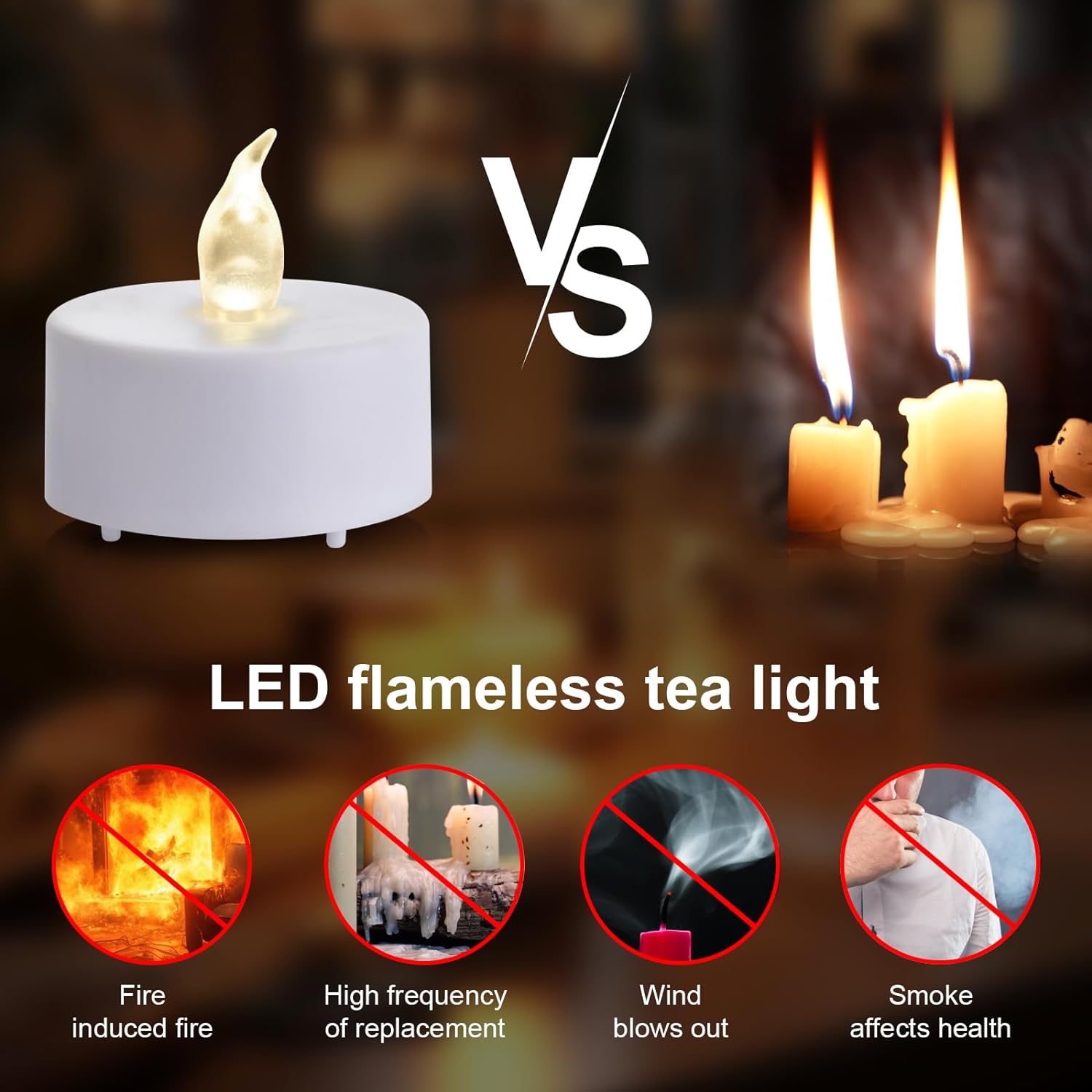 Remote Control LED Tea Lights Battery Operated Flameless Candles 5Pcs Realistic and Bright Flickering Long Lasting 400 Hours Electric Candles for Christmas Home Party Wedding Decor (White)
