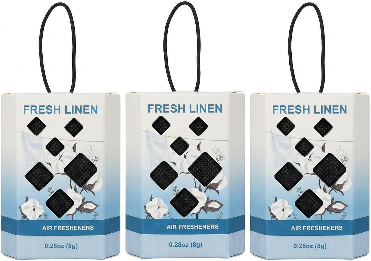 Fresh Linen Scented Sachets, 3 Pack Hanging Closet Deodorizer for Drawers, Wardrobes, Bags, Suitcases and Small Spaces