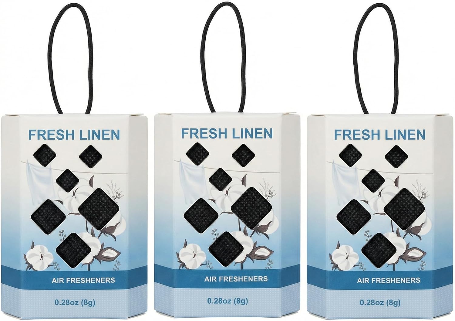 Fresh Linen Scented Sachets, 3 Pack Hanging Closet Deodorizer for Drawers, Wardrobes, Bags, Suitcases and Small Spaces