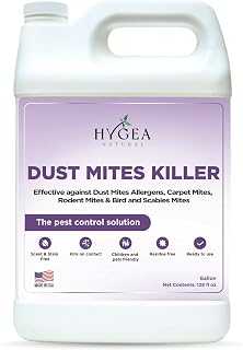 Hygea Natural Dust Mite Killer Spray - Eliminates Dust, Carpet, Rodent, Bird, Mites - Safe for Home, Children, Pets, Bedding & Furniture, 128 oz, Unscented