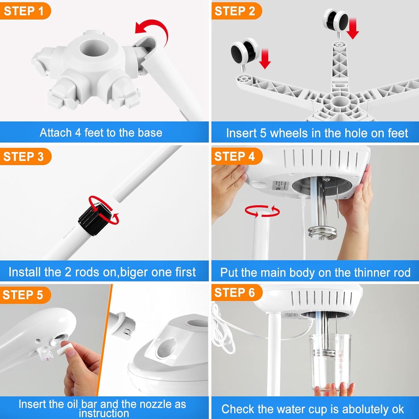 Professional Facial Steamer, Face Steamer on Wheels, SPA Ozone Steamer, Standing Face Steamer for Spa, Salon and at Home Use