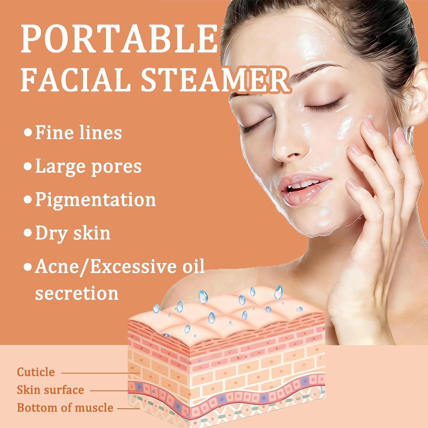 Facial Steamer,Face Steamer,Nano Lonic Steamer for Face With 360° Rotating Arm,Face Steamer for Facial Deep Cleaning,Portable Facial Steamers Professional-Facial Spa for Personal Care at Home or Salon