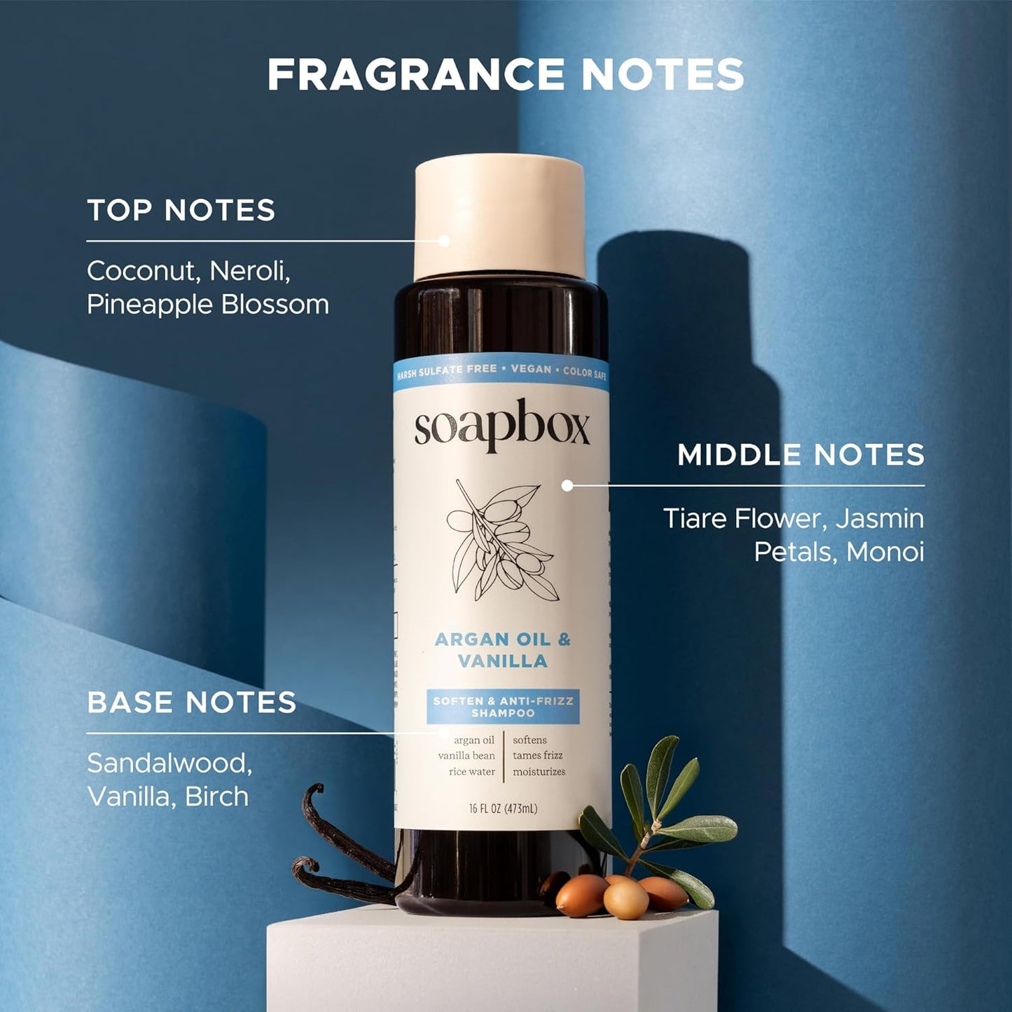 Soapbox Argan Oil & Vanilla Shampoo & Conditioner Set, Leaves Hair Smooth & Controls Frizz - Clean Ingredients Free of Harsh Chemicals, Sulfates, Parabens & Silicones - 1 Liter Each