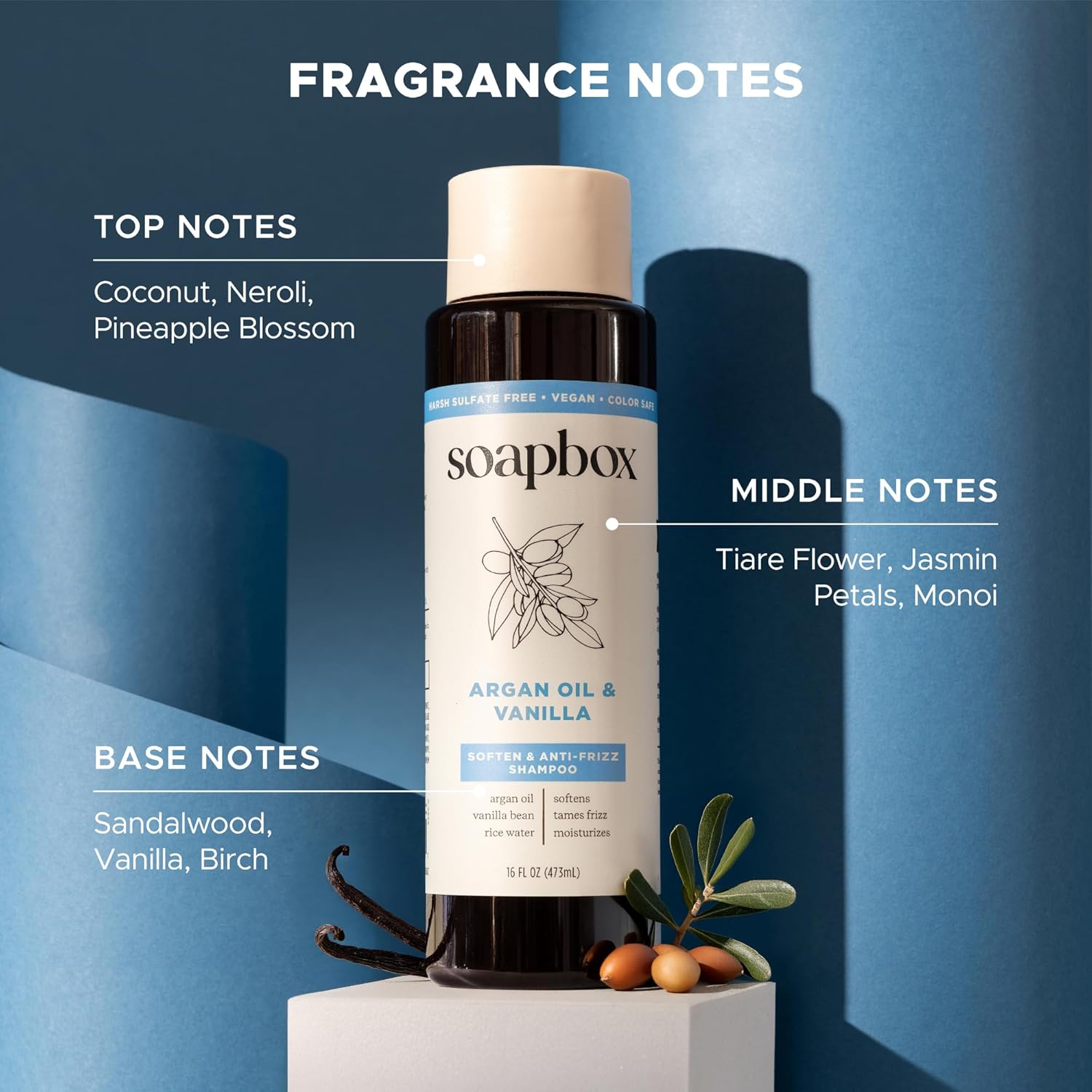 Soapbox Argan Oil & Vanilla Shampoo & Conditioner Set, Leaves Hair Smooth & Controls Frizz - Clean Ingredients Free of Harsh Chemicals, Sulfates, Parabens & Silicones - 1 Liter Each