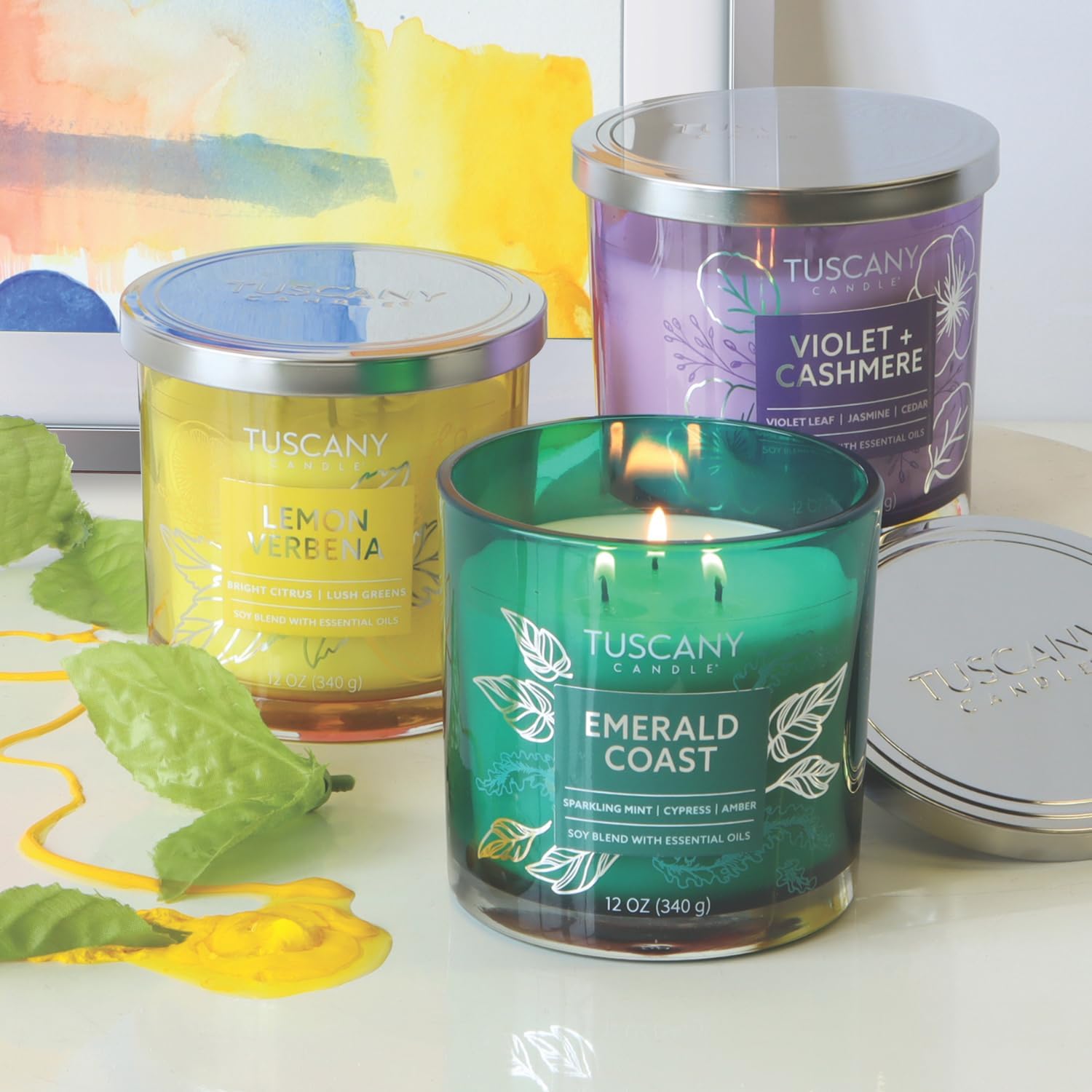 Tuscany Candle Violet + Cashmere: Jasmine Scented Candle, 12 oz — Painters' Palette Collection